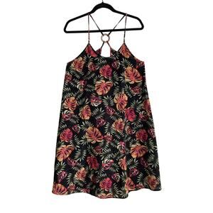 TY Mexican Tropical Leaf Beach Summer Tank Spaghetti Strap Dress Women's Medium